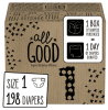 All Good Absorbent and Hypoallergenic Diapers, Size 1, 198 Ct
