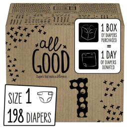 All Good Absorbent and Hypoallergenic Diapers, Size 1, 198 Ct