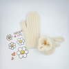 Beige Knitted Mittens with Twist-Pattern for Boys Girls