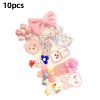 8/9/10Pcs/Set Cartoon Baby Girl Hair Clips Cute Bear Children Hairpins Bowknot Knitted Flower Kids Barretees Baby Hair Accessori