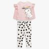 Baby Girl Cartoon Cat & Striped Graphic Long Sleeves Shirt Combo Pants Sets