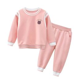 Baby Girl Cartoon Bear Graphic Contrast Design Hoodies Combo Pants Sets (Size/Age: 110 (3-5Y))