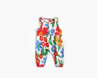 Baby Girl Floral Print Pattern Buttoned Design Sleeveless Rompers (Size/Age: 80 (9-12M))