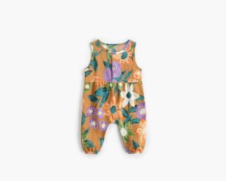 Baby Girl Floral Print Pattern Buttoned Design Sleeveless Rompers (Size/Age: 66 (3-6M))