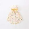 Baby Girl Piggy Print Pattern Zipper Front Design Jacket