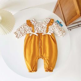 Baby Girl Ditsy Flower Pattern False 2 Pieces Design Thickened Thermal Jumpsuit (Size/Age: 73 (6-9M))