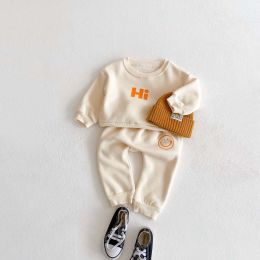 Baby Slogan Graphic Longsleeve Hoodie Combo Smiley Print Trousers Sets (Size/Age: 90 (12-24M))