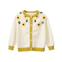 Baby Girl Floral Embroidered Pattern Simple Colorblock Design Knitwear (Size/Age: 100 (2-3Y))