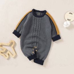 Baby Crochet Knitted Pattern Color block Design Knit Romper (Size/Age: 66 (3-6M))