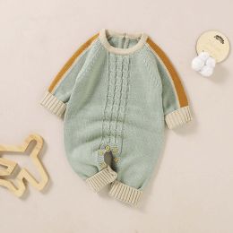 Baby Crochet Knitted Pattern Color block Design Knit Romper (Size/Age: 90 (12-24M))