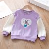 Baby Girl Heart Patched Pattern Colorblock Design Hoodies