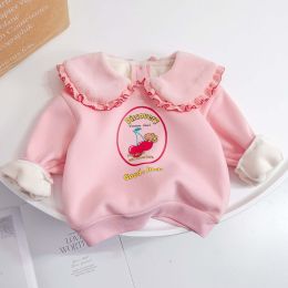 Baby Girl Cartoon Print Pattern Fleece Doll Neck Hoodies (Size/Age: 110 (3-5Y))
