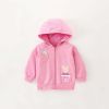 Baby Girl Cartoon Piggy Pattern Solid Color Zipper Cotton Warm Coat
