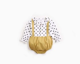 Baby Girl Polka Dot Pattern Doll Collar Design Fake Two Piece Backless Long Sleeve Onesies (Size/Age: 100 (2-3Y))