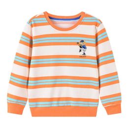Boys And Girls Bear Print Colorful Striped O-Neck Long Sleeve Hoodie In Autumn (Size/Age: 100 (2-3Y))