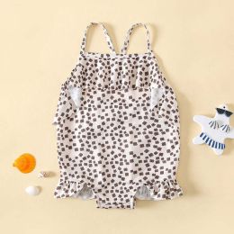 Baby Girl Floral Print Pattern Lace Design Sling Swimsuit Onesies In Summer (Size/Age: 73 (6-9M))