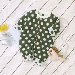 Baby Boy And Girl 1pcs Polka Dot Pattern Button Front Knitted Rompers (Size/Age: 73 (6-9M))