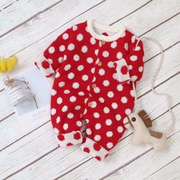 Baby Boy And Girl 1pcs Polka Dot Pattern Button Front Knitted Rompers (Size/Age: 80 (9-12M))