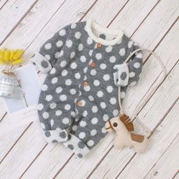 Baby Boy And Girl 1pcs Polka Dot Pattern Button Front Knitted Rompers (Size/Age: 100 (2-3Y))