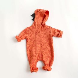 Baby Cartoon Dinosaur Graphic Snap Button Thin Style Rompers With Hat (Size/Age: 66 (3-6M))