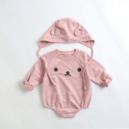 Baby 1pcs Cartoon Print Pattern Long Sleeved Cotton Triangle Onesies With Hat (Size/Age: 100 (2-3Y))