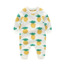 Baby Dinosaur & Pineapple Pattern Shoulder Button Design Knitting Romper Jumpsuit (Size/Age: 80 (9-12M))