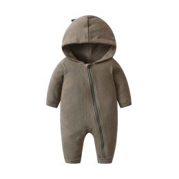 Baby Boy Solid Dinosaur Pattern Zip Design Hoodie Jumpsuit (Size/Age: 73 (6-9M))