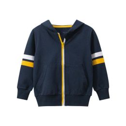 Baby Boy Striped Sleeves Design Zipper Front Solid Color Casual Coat (Size/Age: 100 (2-3Y))