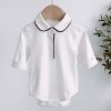 Baby Boy Solid Color Simple Colorblock Design Long Sleeve Bodysuit
