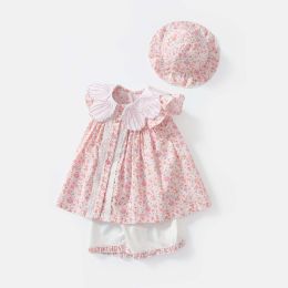 Baby Girls Floral Print Shell Shape Collar Combo Solid White Pants In Sets (Size/Age: 90 (12-24M))