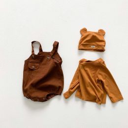 Baby Boy And Girl Solid Color Tops Combo Denim Straps Harnesses 2-Piece Sets With Buttons (Size/Age: 66 (3-6M))
