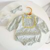 Baby Floral Print Pattern Chinese Style Long Sleeve Bodysuit
