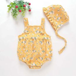 Baby Girl Floral Pattern Sleeveless Back With Short Sleeves Two-Piece Onesies (Size/Age: 90 (12-24M))