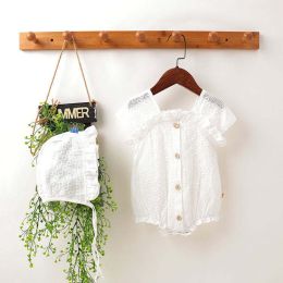 Baby Girl Lace Jacquard Design Solid Color With Lace Innocent And Lovely Onesies In Summer (Size/Age: 66 (3-6M))