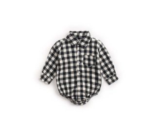 Baby Boy Plaid Pattern Buttoned Shirt With Pockets Long Sleeve Onesies In Autumn (Size/Age: 66 (3-6M))