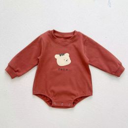 Baby Cartoon Bear Print Solid Onesies Combo Pantihose 1-Piece Sets (Size/Age: 100 (2-3Y))