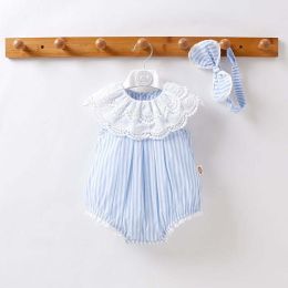 Baby Girl Stripped Pattern Ruffles Collar Onesie (Size/Age: 80 (9-12M))