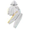 Baby Boy Color Block Sleeves Design Cotton Hoodie With Hat Combo Trousers Sets