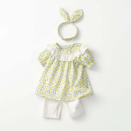 Baby Girls Lemon Print Combo Short Solid Pants Headband In Summer (Size/Age: 80 (9-12M))
