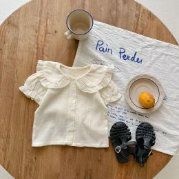 Baby Girl Doll Collar Top Combo Short Pants Sets In Summer Outfit Wearing (Size/Age: 90 (12-24M))