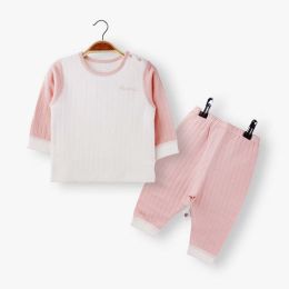 Baby Boy And Girl Shoulder Button Design Tops & Trousers Soft Split Underwear Sets Pajamas (Size/Age: 73 (6-9M))