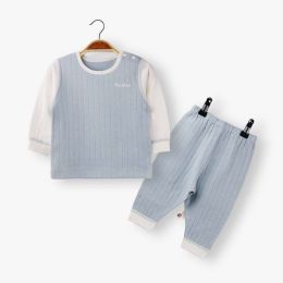 Baby Boy And Girl Shoulder Button Design Tops & Trousers Soft Split Underwear Sets Pajamas (Size/Age: 66 (3-6M))
