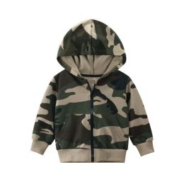 Baby Boy Camouflage Pattern Zipper Front Coat With Hat (Size/Age: 140 (8-10Y))