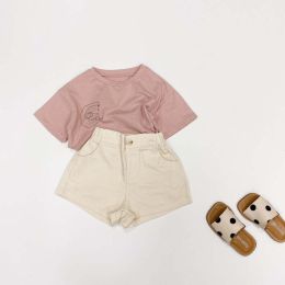 Baby Boy And Girl Solid Color Basic Denim Shorts With Pockets In Summer (Size/Age: 90 (12-24M))