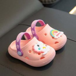 Baby Cartoon Animal & Rainbow Patched Pattern Colorful Soft Bottom Slippers (Size/Age: Insole Length 15.00 cm)