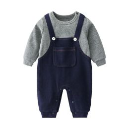 Baby Boy False 1-Piece Overall Design Gentleman Fashion Romper (Size/Age: 59 (0-3M))