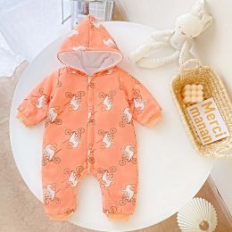Baby Cartton Animals Pattern Button Front Design Warm Cute Romper With Hat (Size/Age: 100 (2-3Y))