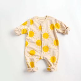 Baby Cartoon Sun Pattern Snap Button Long Sleeved Romper In Spring & Autumn (Size/Age: 73 (6-9M))