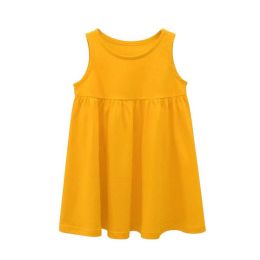 Baby Girls Solid Round Collar Design Sleeveless Dress In Summer (Size/Age: 140 (8-10Y))