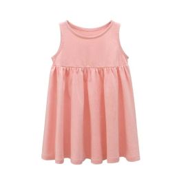 Baby Girls Solid Round Collar Design Sleeveless Dress In Summer (Size/Age: 110 (3-5Y))